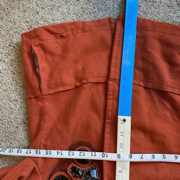 Luxury Silk Wool PeaCoat Jacket Career Business Lady 4/S Orange 3/4 Slv VeraWang - Picture 2 of 9